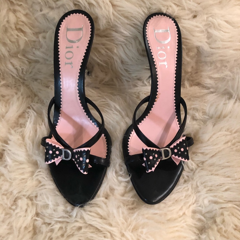 Dior Black Leather Sandals - size 41